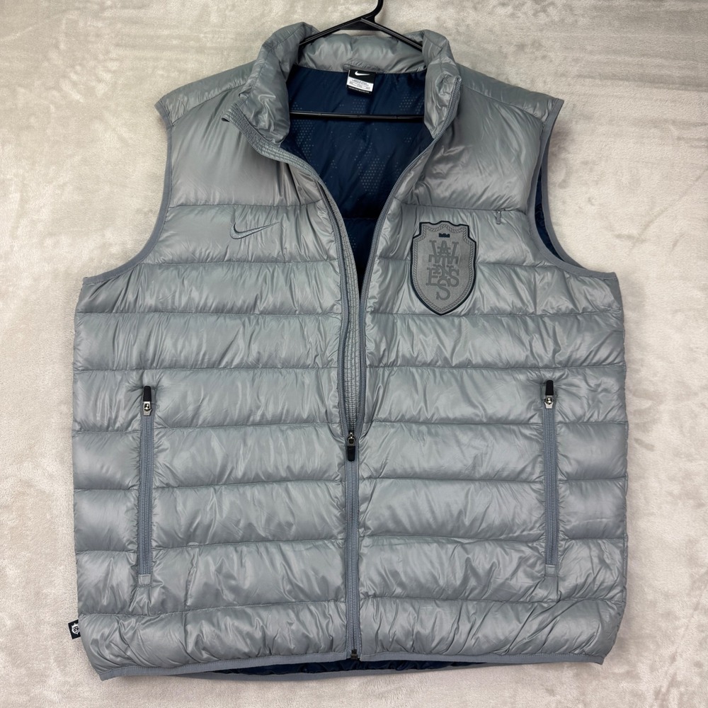Nike LeBron Witness Down Puffer‎ Vest Mens XXL Gray Puffer Quilted Basketbal